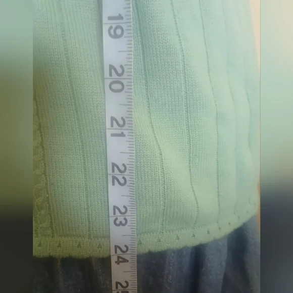 Embroidered Sea Green Short Sleeve Cotton Blend Sweater - Picture 7 of 13